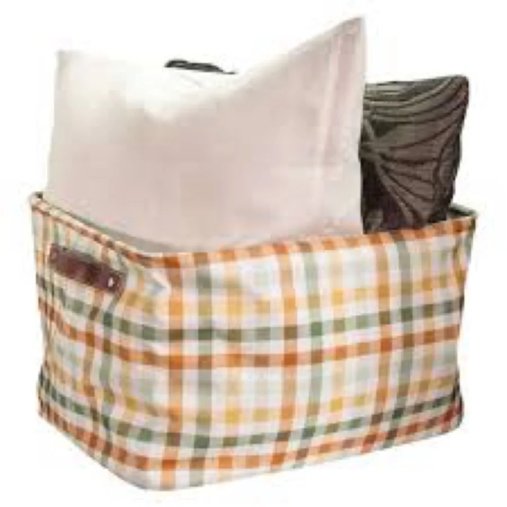 New with tags Fall Collapsible Storage Basket, Plaid 15 x 11 x 9.5